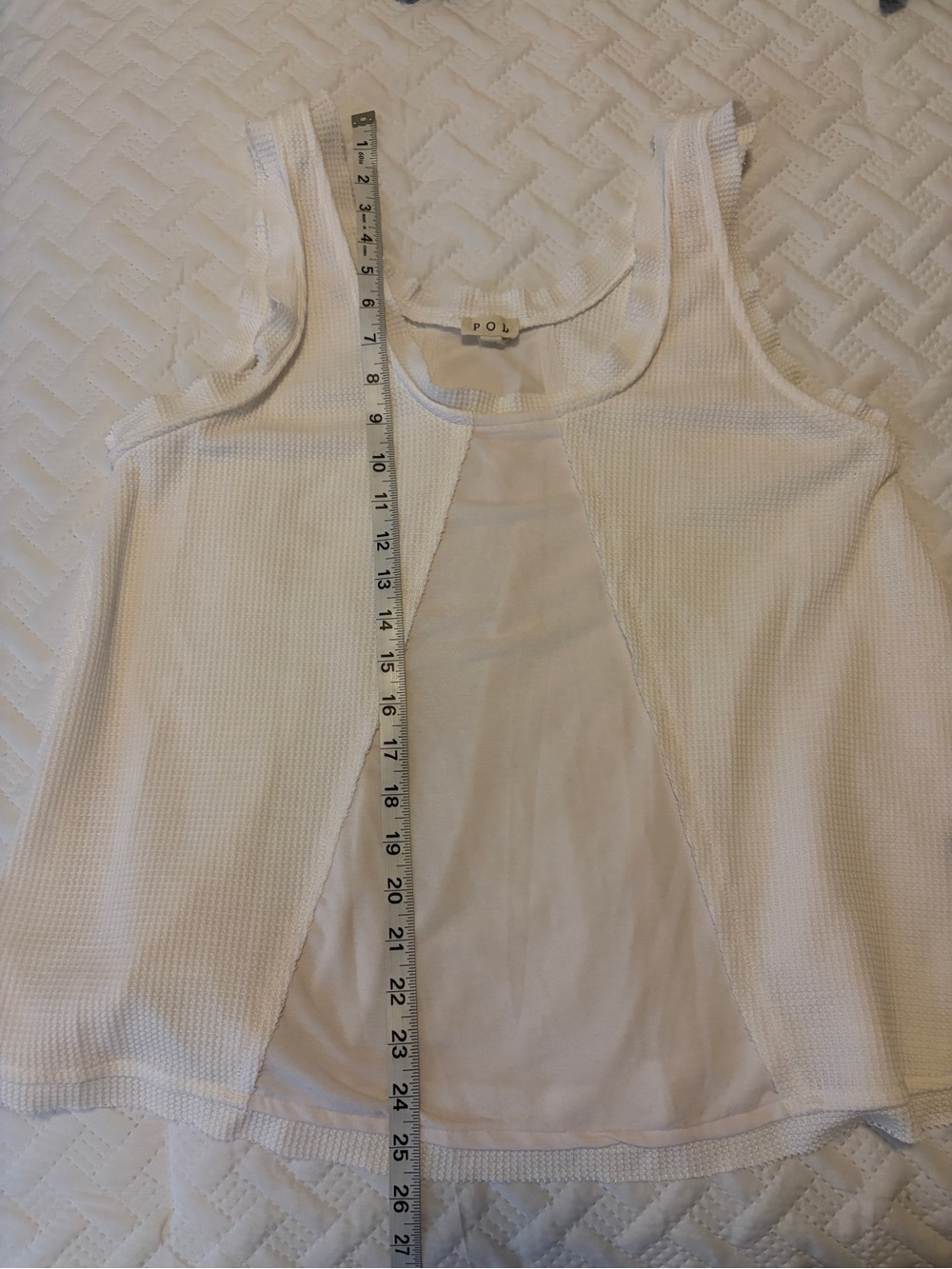 POL | White Textured Scoop Neck Flowy Casual Classic Tank - Picture 8 of 8